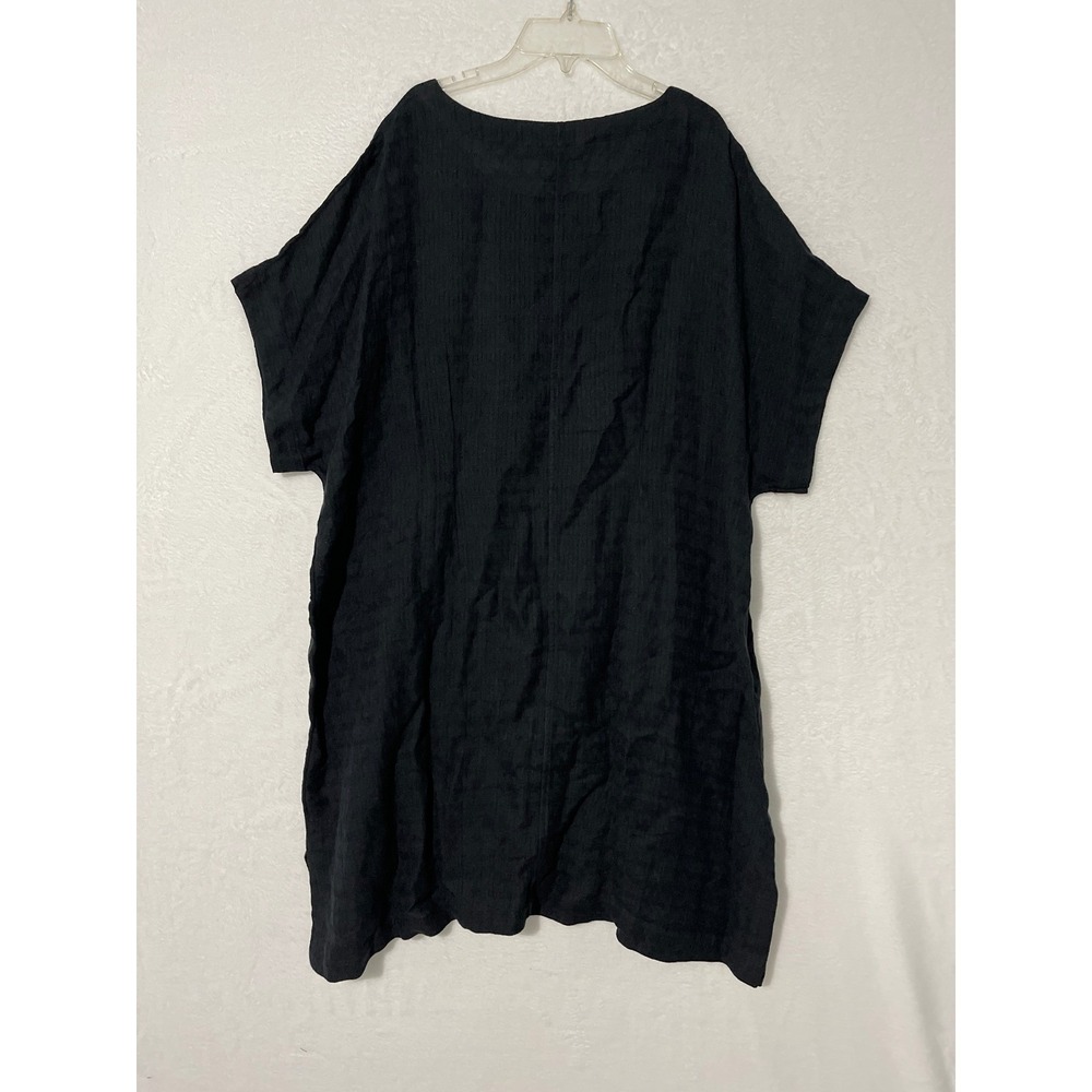 Soft Surroundings Black Linen Cotton Shift Dress 2X Short Sleeve Lagenlook Boho - Picture 6 of 7